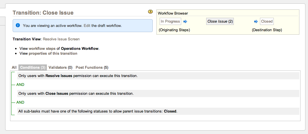 Example configuration for preventing users to close a task in JIRA in case not all of they sub-tasks are closed.